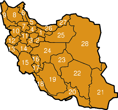 Iranb map by province